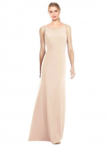 Bateau Neck Stretch Crepe Sleeveless Open Back Nude Semi Formal Evening Dress / Prom Dress / Bridesmaid Dress Edinburgh