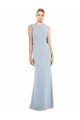 Bateau Neck Stretch Crepe Sleeveless Low Back Light Sky Blue Semi Formal Evening Dress / Prom Dress / Bridesmaid Dress Edinburgh