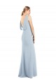 Bateau Neck Stretch Crepe Sleeveless Low Back Light Sky Blue Semi Formal Evening Dress / Prom Dress / Bridesmaid Dress Edinburgh