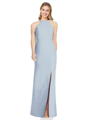 Halter Neck Stretch Crepe Sleeveless Backless Light Sky Blue Formal Evening Gown / Bridesmaid Dress Edinburgh