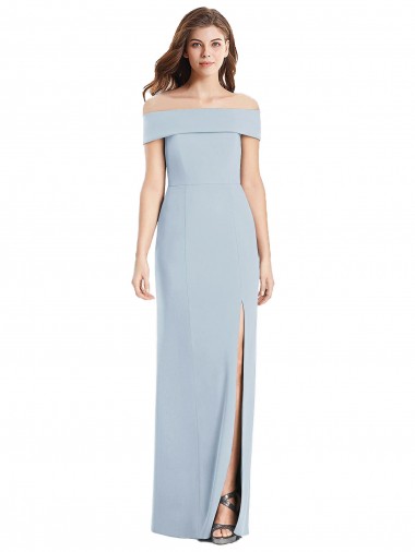 Off the Shoulder Stretch Crepe Sleeveless Long Light Sky Blue Formal Dress / Bridesmaid Dress Edinburgh