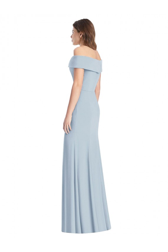 Off the Shoulder Stretch Crepe Sleeveless Long Light Sky Blue Formal Dress / Bridesmaid Dress Edinburgh