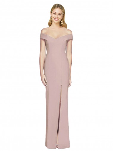 Off the Shoulder Stretch Crepe Sleeveless Criss Cross Back Dusty Pink Semi Formal Evening Dress / Prom Dress / Bridesmaid Dress Edinburgh