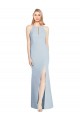 Halter Neck Stretch Crepe Sleeveless Keyhole Back Light Sky Blue Semi Formal Evening Dress / Prom Dress / Bridesmaid Dress Edinburgh
