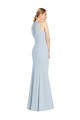 Halter Neck Stretch Crepe Sleeveless Keyhole Back Light Sky Blue Semi Formal Evening Dress / Prom Dress / Bridesmaid Dress Edinburgh
