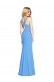 V-Neck Stretch Crepe Sleeveless Keyhole Back Peacock Blue Semi Formal Evening Dress / Prom Dress / Bridesmaid Dress Edinburgh
