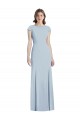Bateau Neck Stretch Crepe Cap Sleeves Open Back Light Sky Blue Formal Dress / Bridesmaid Dress Edinburgh