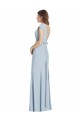 Bateau Neck Stretch Crepe Cap Sleeves Open Back Light Sky Blue Formal Dress / Bridesmaid Dress Edinburgh