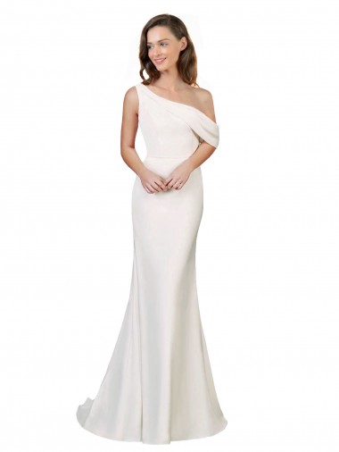 One Shoulder Stretch Crepe Sleeveless Ivory Formal Evening Gown / Prom Dress / Bridesmaid Dress Edinburgh