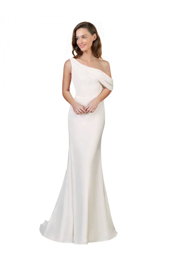 One Shoulder Stretch Crepe Sleeveless Ivory Formal Evening Gown / Prom Dress / Bridesmaid Dress Edinburgh
