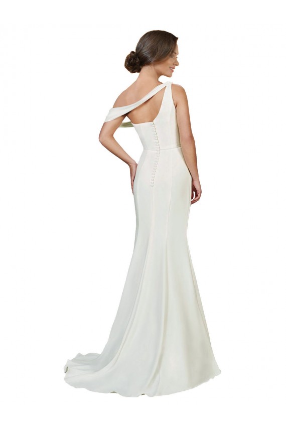 One Shoulder Stretch Crepe Sleeveless Ivory Formal Evening Gown / Prom Dress / Bridesmaid Dress Edinburgh