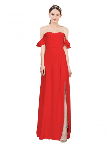 Off the Shoulder Stretch Crepe Sleeveless Long Red Formal Evening Gown / Prom Dress / Bridesmaid Dress Edinburgh
