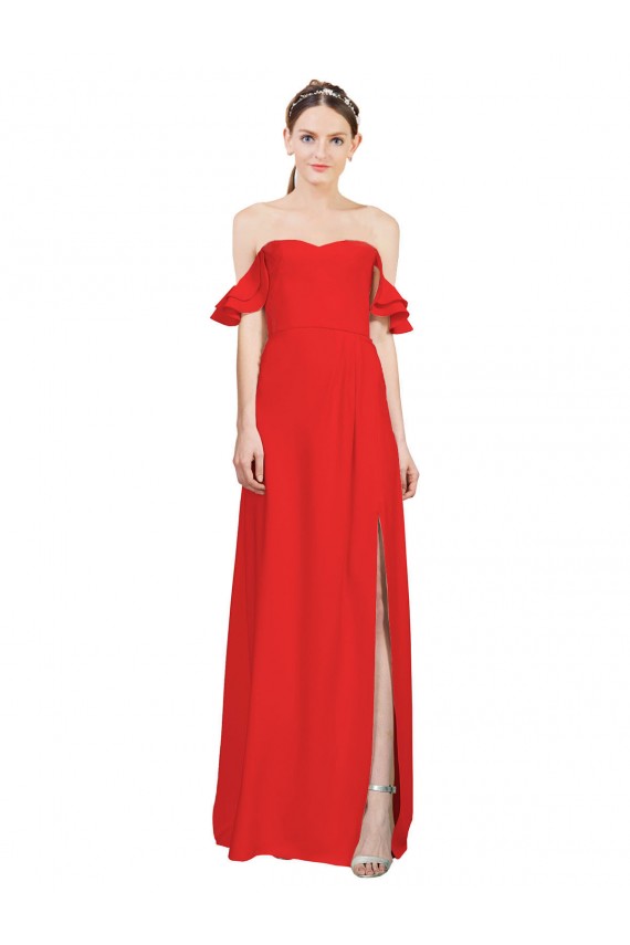 Off the Shoulder Stretch Crepe Sleeveless Long Red Formal Evening Gown / Prom Dress / Bridesmaid Dress Edinburgh