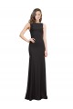 Bateau Neck Stretch Crepe Sleeveless Open Back Black Prom Dress / Bridesmaid Dress Edinburgh
