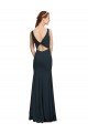 Bateau Neck Stretch Crepe Sleeveless Open Back Black Prom Dress / Bridesmaid Dress Edinburgh