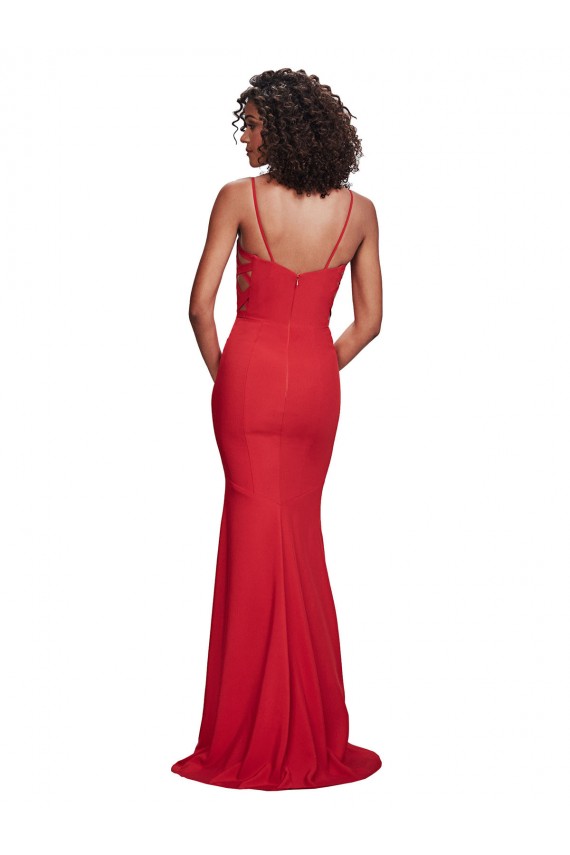 Spaghetti Straps Stretch Crepe Sleeveless Red Bridesmaid Dress / Evening Dress Edinburgh