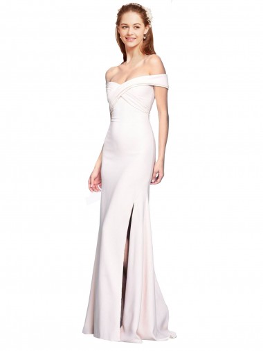 Off the Shoulder Stretch Crepe Sleeveless White Formal Dress / Bridesmaid Dress Edinburgh