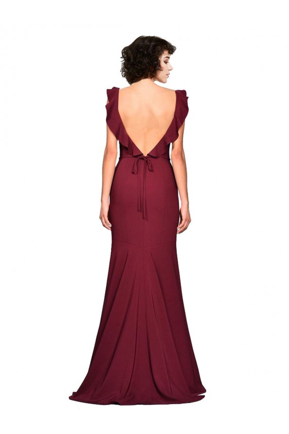 Strapless Stretch Crepe Sleeveless Burgundy Prom Dress / Bridesmaid Dress Edinburgh