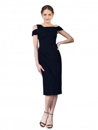 Off the Shoulder Stretch Crepe Sleeveless Cocktail Length Dark Navy Formal Evening Gown / Prom Dress / Bridesmaid Dress Edinburgh