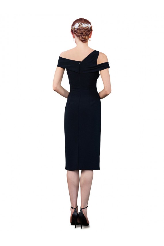 Off the Shoulder Stretch Crepe Sleeveless Cocktail Length Dark Navy Formal Evening Gown / Prom Dress / Bridesmaid Dress Edinburgh