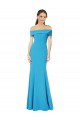 Off the Shoulder Stretch Crepe Sleeveless Peacock Blue Formal Dress / Bridesmaid Dress Edinburgh