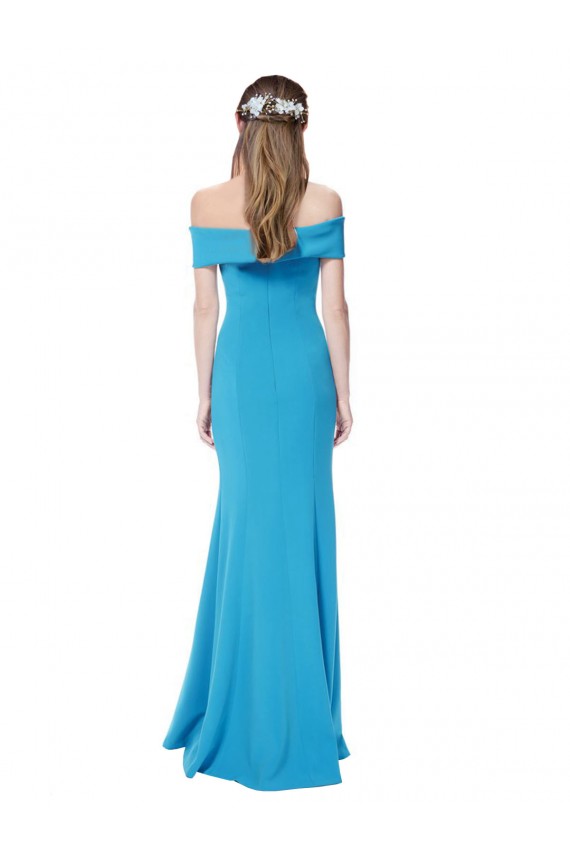 Off the Shoulder Stretch Crepe Sleeveless Peacock Blue Formal Dress / Bridesmaid Dress Edinburgh