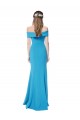 Off the Shoulder Stretch Crepe Sleeveless Peacock Blue Formal Dress / Bridesmaid Dress Edinburgh
