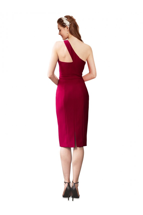 One Shoulder Stretch Crepe Sleeveless Cocktail Length Black Formal Evening Gown / Prom Dress / Bridesmaid Dress Edinburgh