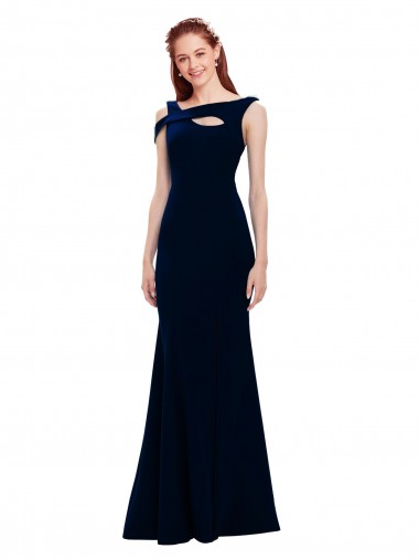 Off the Shoulder Stretch Crepe Sleeveless Long Dark Navy Formal Evening Gown / Prom Dress / Bridesmaid Dress Edinburgh