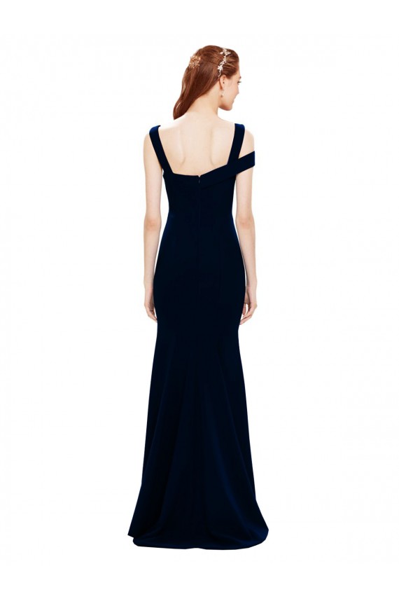 Off the Shoulder Stretch Crepe Sleeveless Long Dark Navy Formal Evening Gown / Prom Dress / Bridesmaid Dress Edinburgh