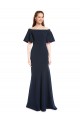 Off the Shoulder Stretch Crepe Short Sleeves Dark Navy Bridesmaid Dress / Formal Dress Edinburgh