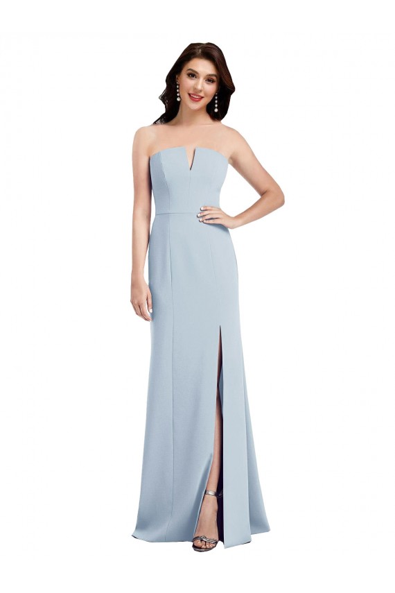 V-Neck Stretch Crepe Sleeveless Low Back Light Sky Blue Bridesmaid Dress / Evening Dress Edinburgh