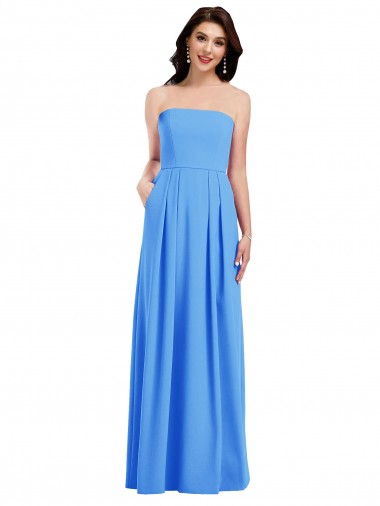 Strapless Stretch Crepe Sleeveless Low Back Peacock Blue Semi Formal Evening Dress / Prom Dress / Bridesmaid Dress Edinburgh