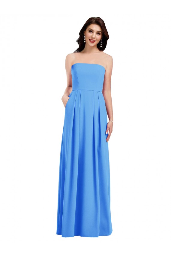 Strapless Stretch Crepe Sleeveless Low Back Peacock Blue Semi Formal Evening Dress / Prom Dress / Bridesmaid Dress Edinburgh