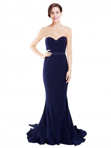 Sweetheart Stretch Crepe Sleeveless Low Back Dark Navy Semi Formal Evening Dress / Prom Dress / Bridesmaid Dress Edinburgh