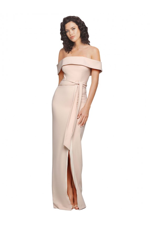 Off the Shoulder Stretch Crepe Sleeveless Low Back Nude Formal Evening Gown / Prom Dress / Bridesmaid Dress Edinburgh