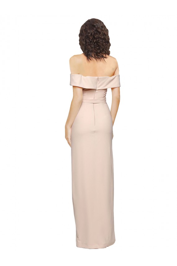 Off the Shoulder Stretch Crepe Sleeveless Low Back Nude Formal Evening Gown / Prom Dress / Bridesmaid Dress Edinburgh