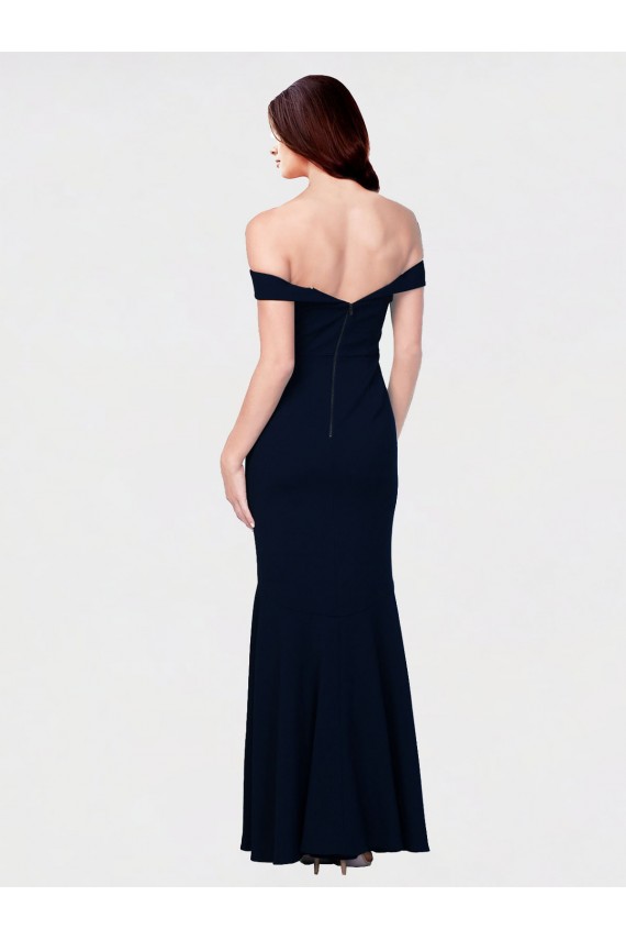 Off the Shoulder Stretch Crepe Sleeveless Low Back Ivory Formal Dress / Bridesmaid Dress Edinburgh