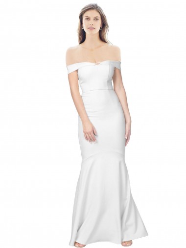 Off the Shoulder Stretch Crepe Sleeveless Low Back Ivory Formal Dress / Bridesmaid Dress Edinburgh