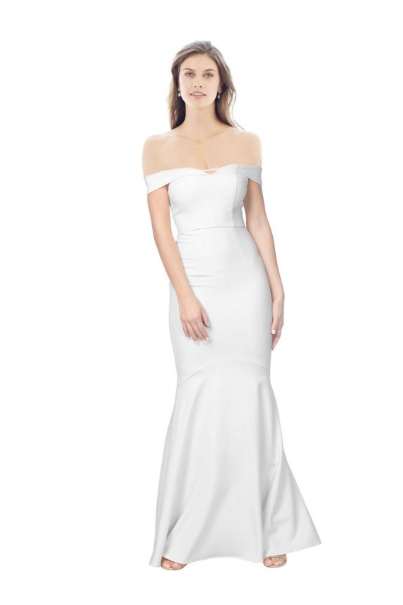 Off the Shoulder Stretch Crepe Sleeveless Low Back Ivory Formal Dress / Bridesmaid Dress Edinburgh