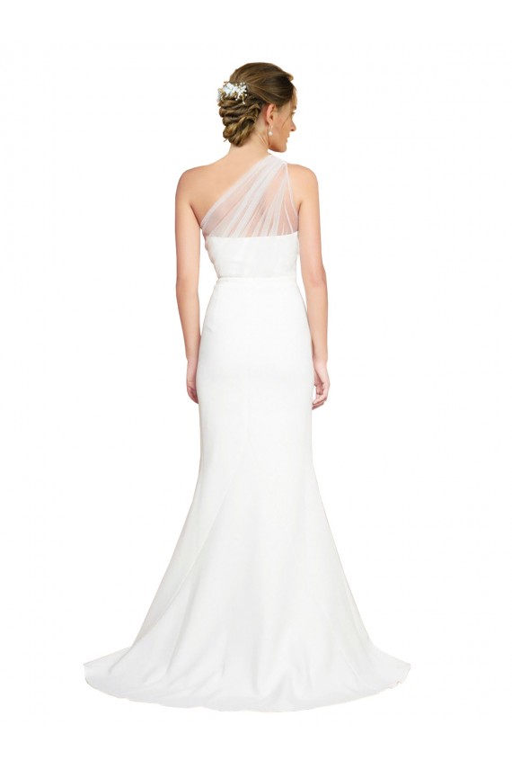 One Shoulder Stretch Crepe & Tulle Sleeveless Ivory Formal Evening Gown / Bridesmaid Dress Edinburgh