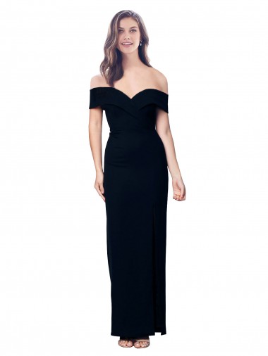 Off the Shoulder Stretch Crepe Sleeveless Black Formal Dress / Bridesmaid Dress Edinburgh