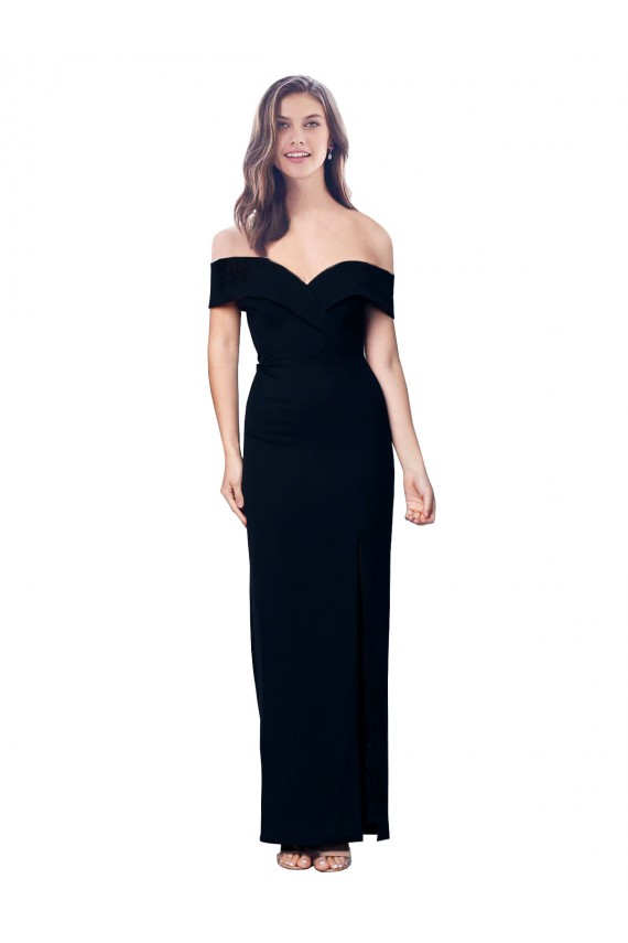Off the Shoulder Stretch Crepe Sleeveless Black Formal Dress / Bridesmaid Dress Edinburgh