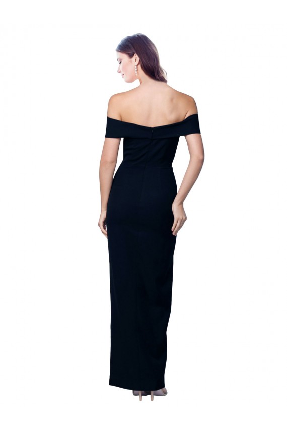 Off the Shoulder Stretch Crepe Sleeveless Black Formal Dress / Bridesmaid Dress Edinburgh