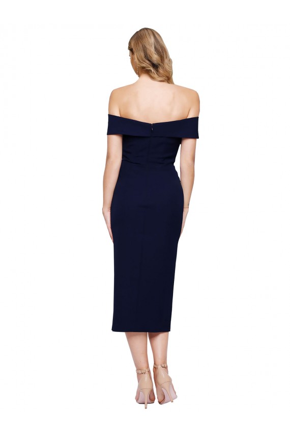 Off the Shoulder Stretch Crepe Sleeveless Dark Navy Formal Evening Gown / Prom Dress / Bridesmaid Dress Edinburgh