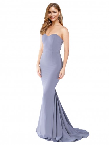 Sweetheart Stretch Crepe Sleeveless Low Back Smoke Blue Formal Evening Gown / Prom Dress / Bridesmaid Dress Edinburgh