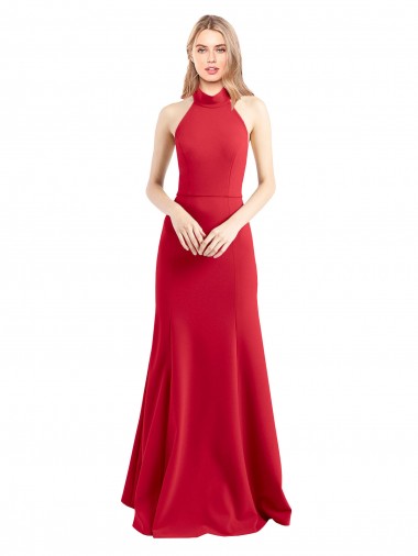 Halter Neck Stretch Crepe Sleeveless Open Back Red Formal Evening Gown / Prom Dress / Bridesmaid Dress Edinburgh