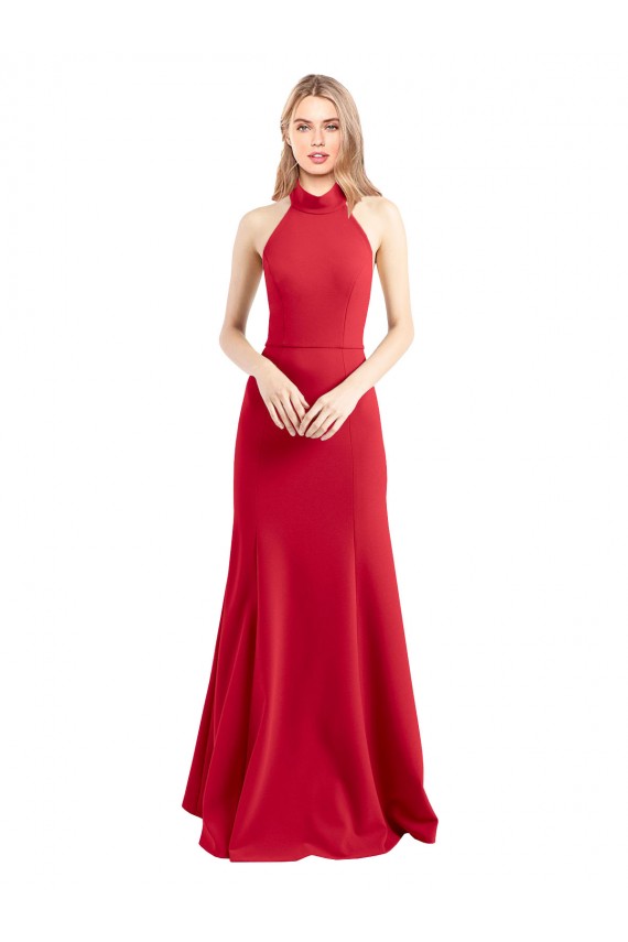 Halter Neck Stretch Crepe Sleeveless Open Back Red Formal Evening Gown / Prom Dress / Bridesmaid Dress Edinburgh