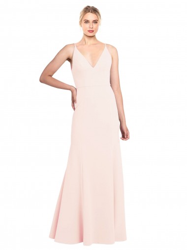 V-Neck Stretch Crepe Sleeveless V-Back Pink Formal Evening Gown / Prom Dress / Bridesmaid Dress Edinburgh
