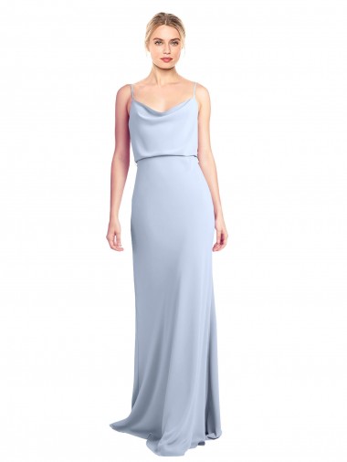 Cowl Neck Stretch Crepe Sleeveless V-Back Light Sky Blue Formal Dress / Bridesmaid Dress Edinburgh